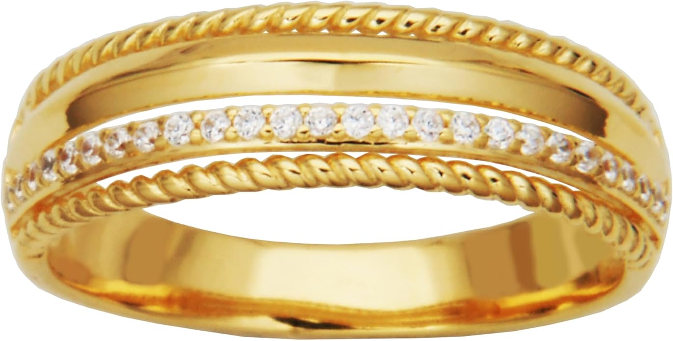 Silver Multi-Row Band Ring – Cubic Zirconia Stacking Ring for Women