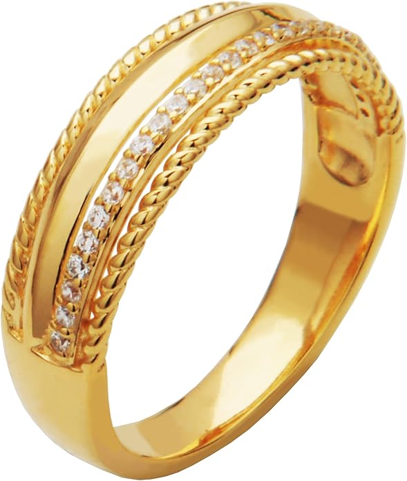 Silver Multi-Row Band Ring – Cubic Zirconia Stacking Ring for Women