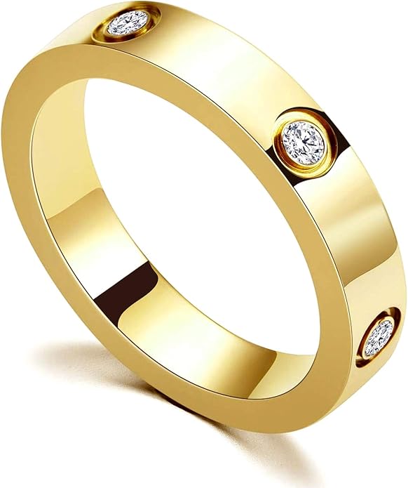 18K Gold-Plated Love Friendship Ring for Women – Stainless Steel Promise Ring & Wedding Band | PDWZNBA Gift Jewelry