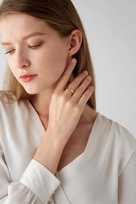 18K Gold-Plated Love Friendship Ring for Women – Stainless Steel Promise Ring & Wedding Band | PDWZNBA Gift Jewelry