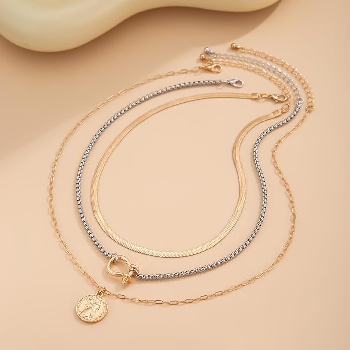 Chain Necklace for Women – Paperclip Link Stacked Statement Punk Jewelry