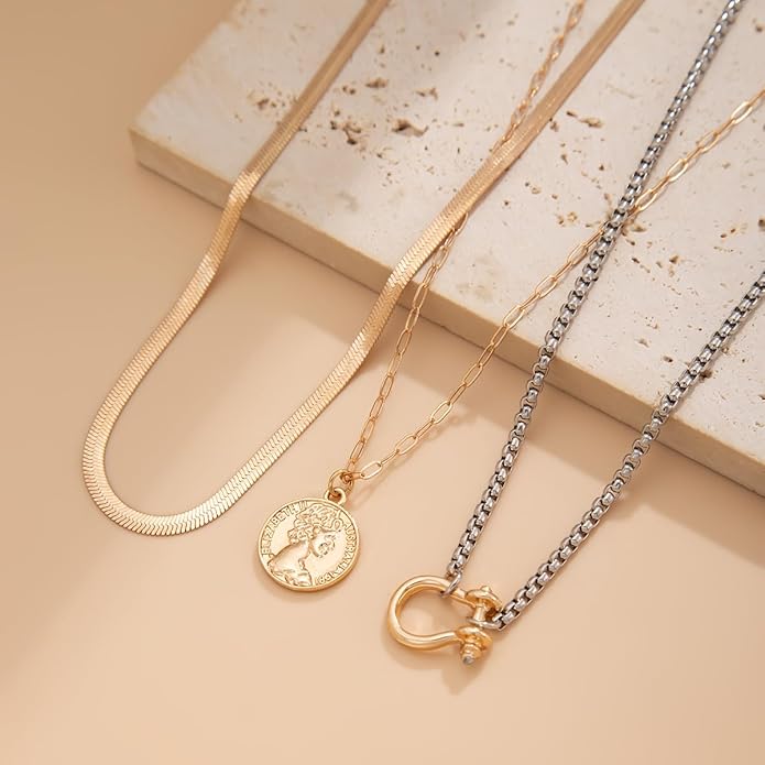 Chain Necklace for Women – Paperclip Link Stacked Statement Punk Jewelry