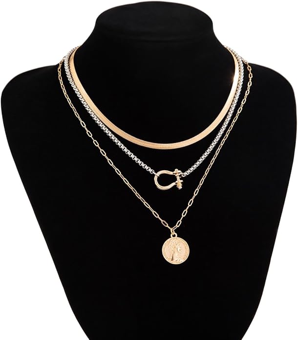 Chain Necklace for Women – Paperclip Link Stacked Statement Punk Jewelry